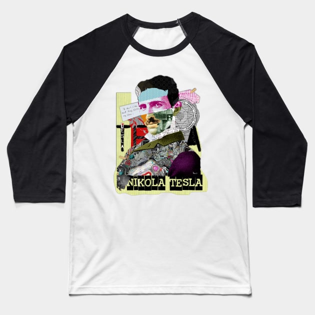 Nikola Tesla Baseball T-Shirt by michelkeck